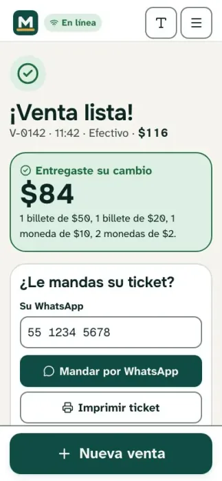 Sale receipt on a phone