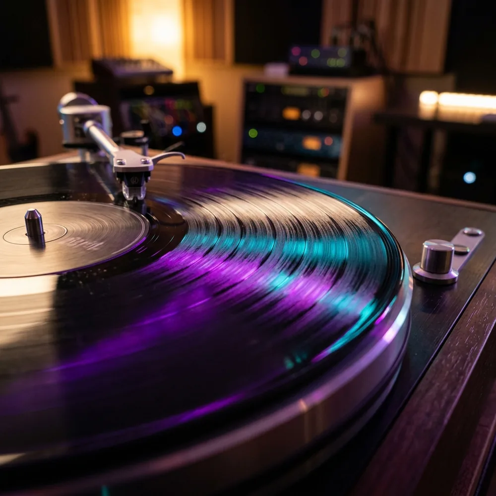 A spinning vinyl record