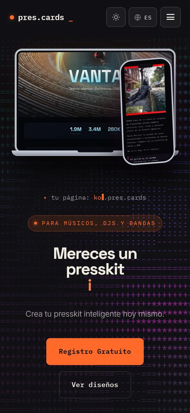 pres.cards — Mobile